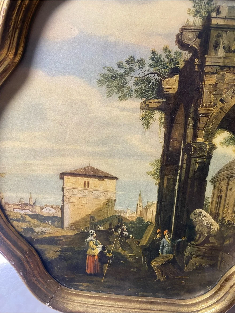 CANALETTO LANDSCAPE FLORENTIA HAND MADE IN ITALY GILT GOLD FRAMED WALL ART